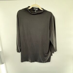 Attitudes by Renée Black Cowl Neck 2X Plus Size Soft Stretch Knit‎ Tunic Lounge